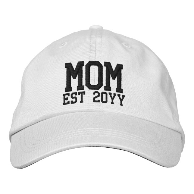 Custom New Mom Established Mother Est Year Mommy Embroidered Hat (Front)