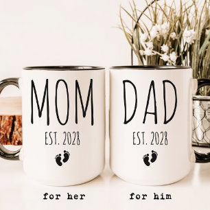 Custom New Parents Mug Set Gift for Baby Shower