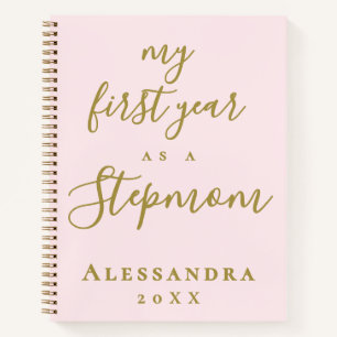 Custom New Stepmom Pastel Pink Gold Calligraphy Notebook