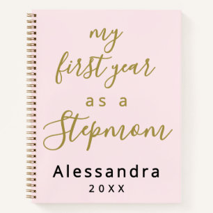 Custom New Stepmom Pastel Pink Gold Keepsake Notebook