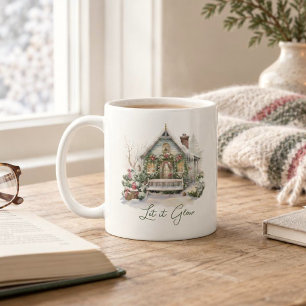 Custom New Year Winter Scene Snow Green Christmas Coffee Mug