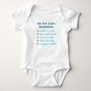 Custom New Year's Resolutions, Boy, Funny Baby Bodysuit