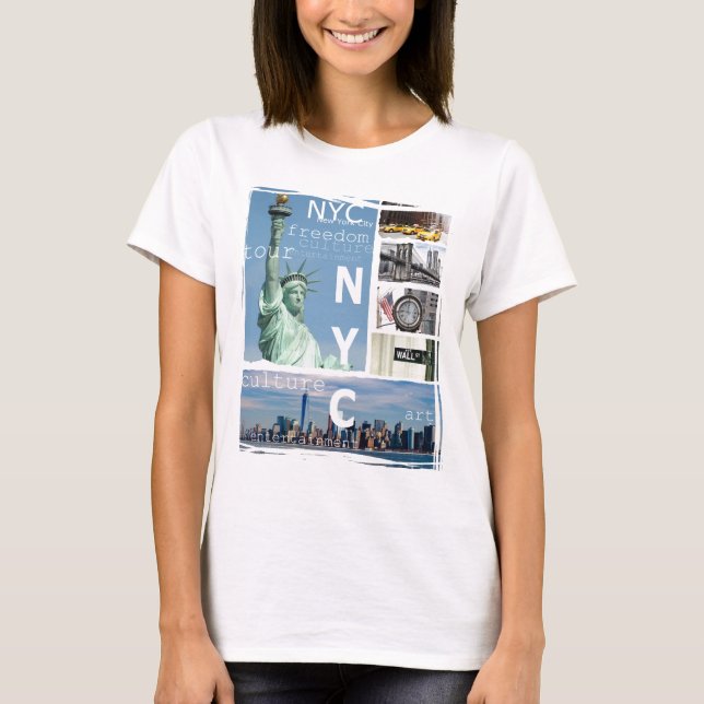 Custom New York City Manhattan Nyc Liberty Statue T-Shirt (Front)