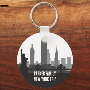 Custom New York Trip Skyline Statue of Liberty Keychain