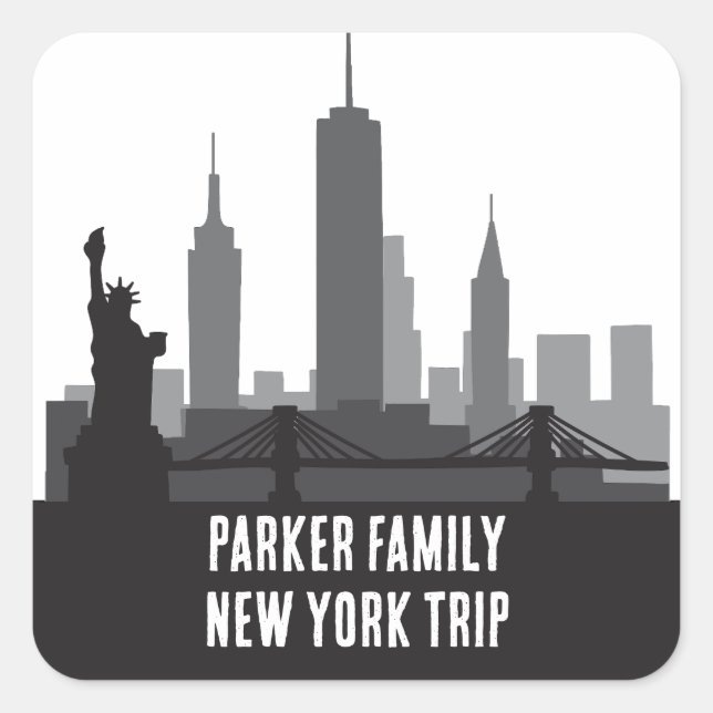 Custom New York Trip Skyline Statue of Liberty Square Sticker (Front)