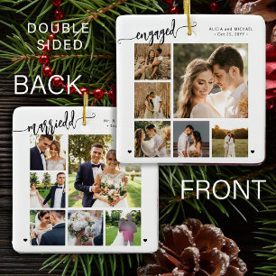 Custom newlywed photo collage double sided  ceramic ornament