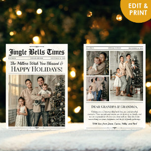 Custom Newspaper Christmas Card, Special Holiday Card
