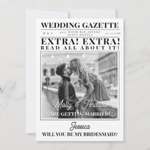Custom Newspaper Photo Unique Bridesmaid Proposal  Invitation