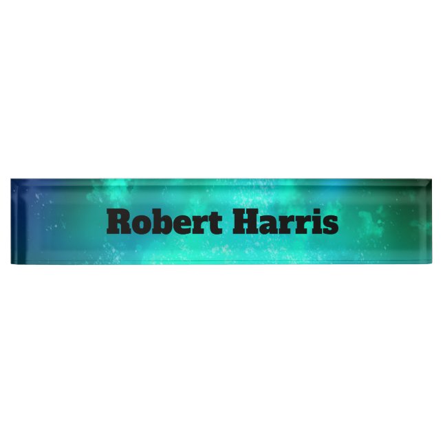 Custom Night Sky Emerald Green  Nameplate (Front)