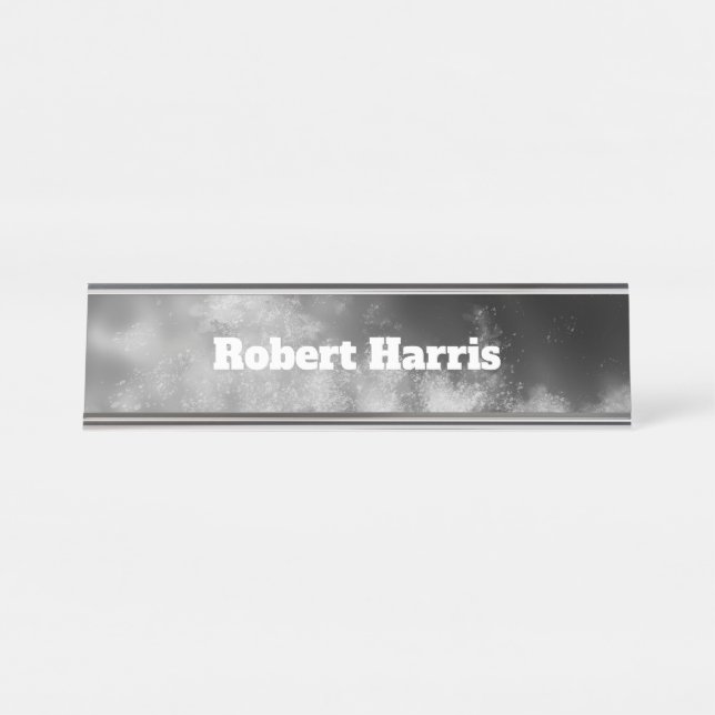 Custom Night Sky  Gray Monochrome  Desk Name Plate (Front)