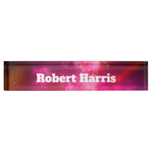 Custom Night Sky Pink Flare  Nameplate