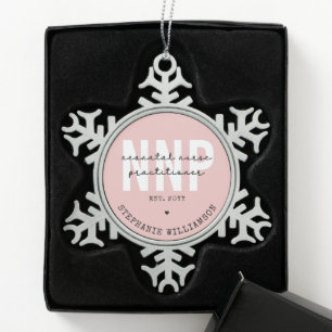 Custom NNP Neonatal Nurse Practitioner Snowflake Pewter Christmas Ornament
