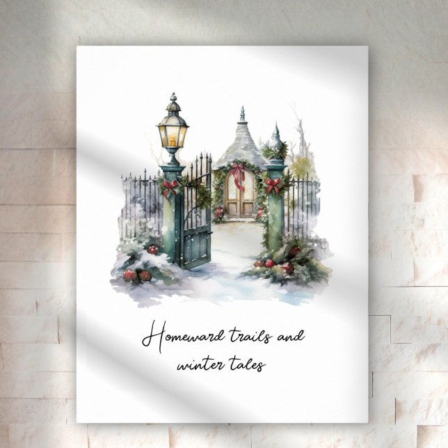 Custom Nordic Snow Green Winter Scene Watercolor Poster (Creator Uploaded)