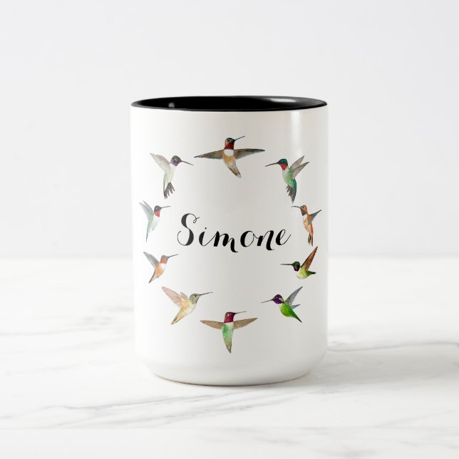 Custom North American Hummingbirds Two-Tone Coffee Mug (Center)