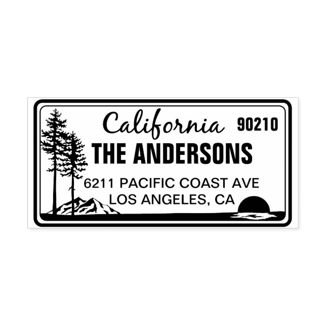 Custom North California License Plate Address Self-inking Stamp (Design)