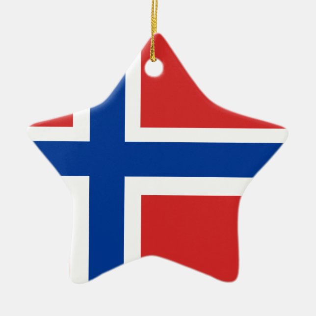 Custom Norwegian Flag (Norske Flagg) Ceramic Ornament (Front)