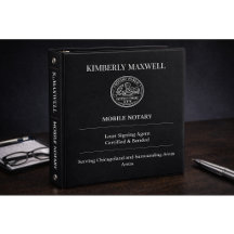 Custom Notary Binder Black White Minimal