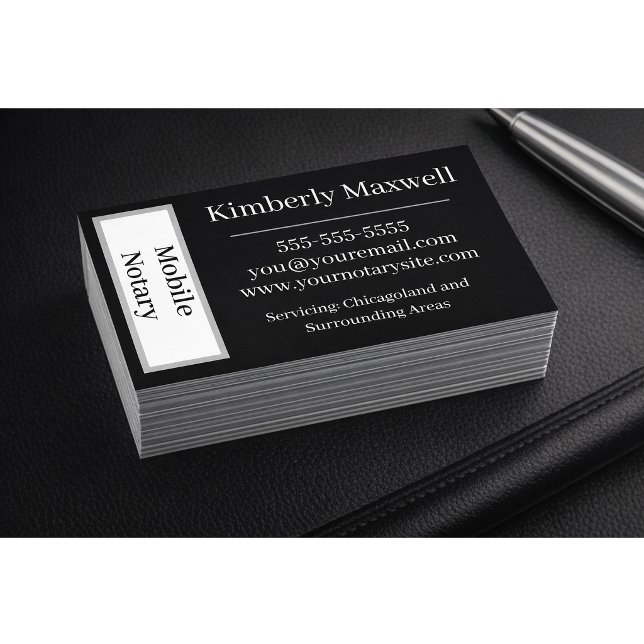 Custom Notary Business Card Black White Minimal (Creator Uploaded)