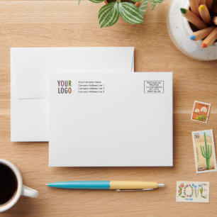 Custom Note Card Envelope A2 Logo Address Indicia
