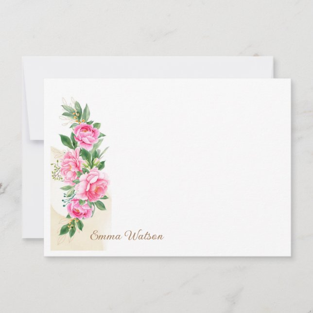 Custom Note Card-Floral Peonies Card (Front)