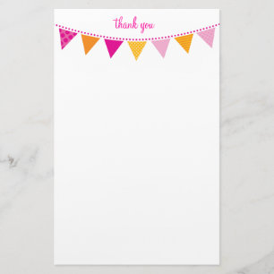 CUSTOM NOTE cute bright bunting bold orange pink Stationery