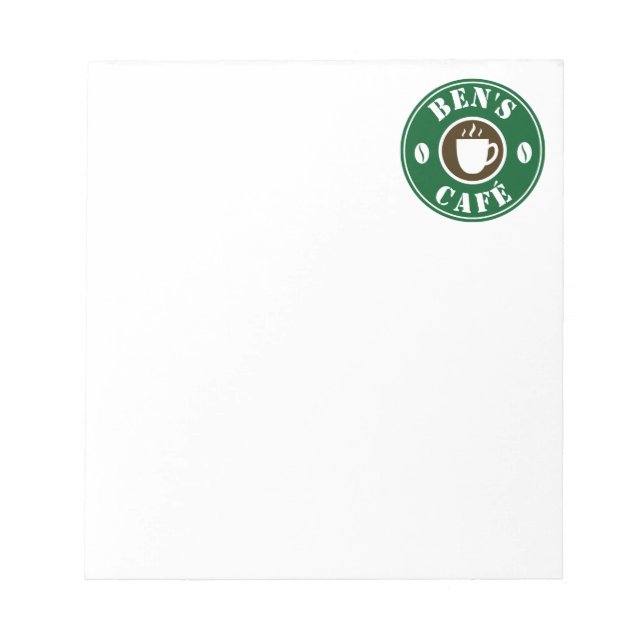 Custom note pad for coffee cup and beans logo (Front)