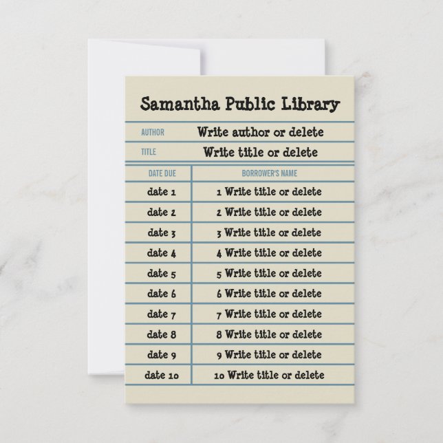 Custom Notebook Line Library Thank You Card (Front)