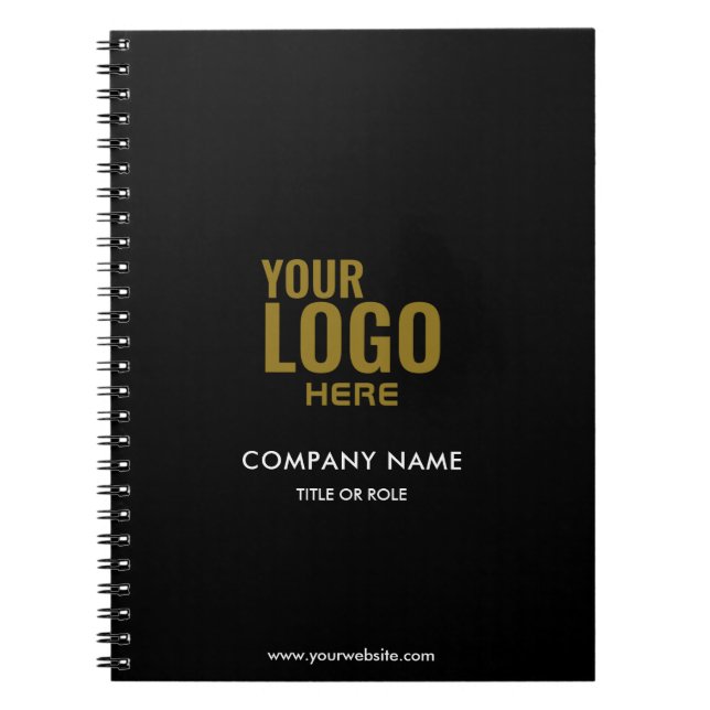 Custom Notebooks Company Logo Business Black &Gold (Front)