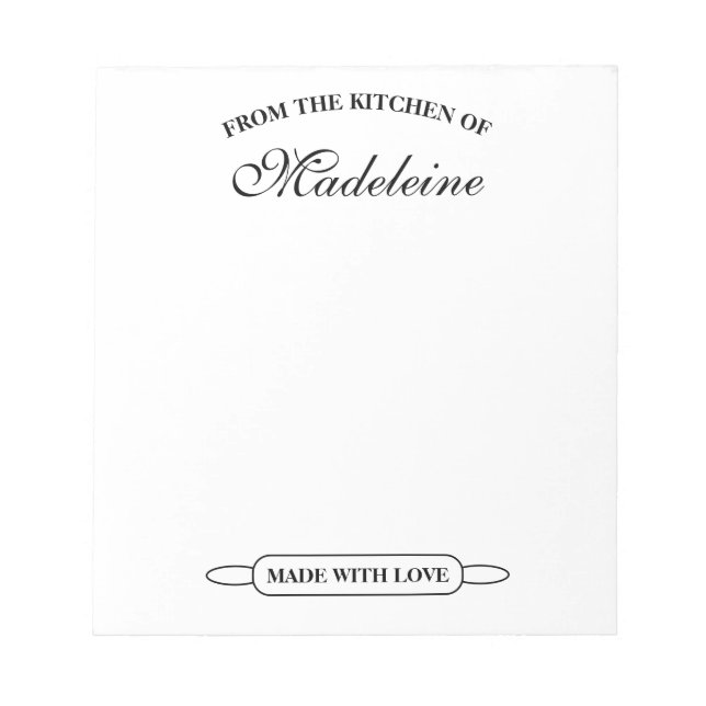 Custom notepad for home bakery From the kitchen of (Front)