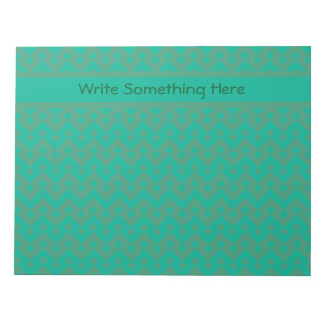 Custom Notepad or Jotter, Emerald Green Geometric (Front)