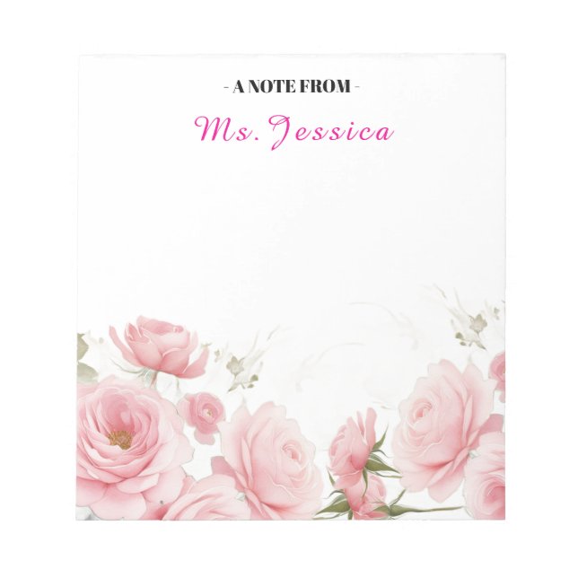 Custom Notepad with Flowers, Floral Personalized (Front)