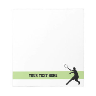 Custom notepad with tennis player silhouette