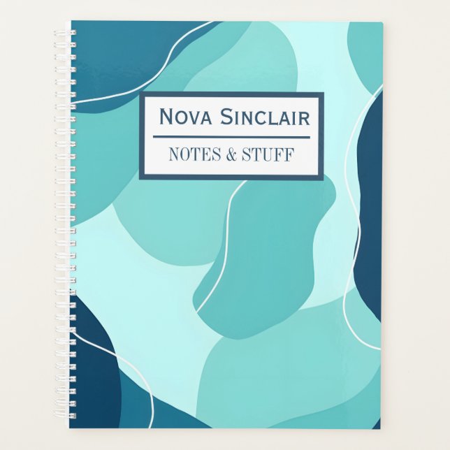 Custom Nova Sinclair Abstract Teal Organic Shapes  Planner (Front)