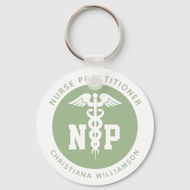 Custom NP Nurse Practitioner Graduation Caduceus Keychain (Front)
