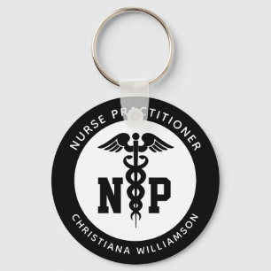 Custom NP Nurse Practitioner Graduation Caduceus Keychain