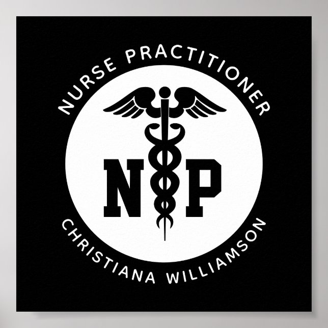 Custom NP Nurse Practitioner Graduation Caduceus Poster (Front)
