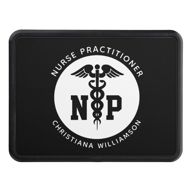 Custom NP Nurse Practitioner Graduation Caduceus Trailer Hitch Cover (Front)