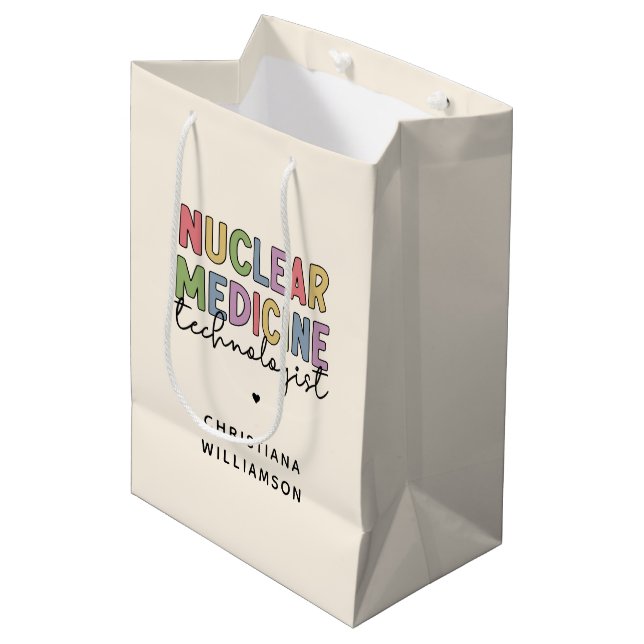 Custom Nuclear Medicine Technologist CNMT Gifts Medium Gift Bag (Front Angled)