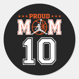 Custom Number 10 Proud Basball Mom Personalized Classic Round Sticker