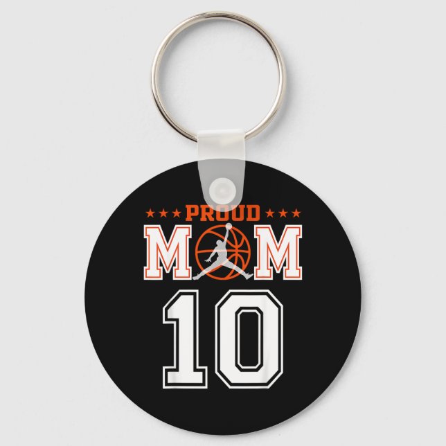 Custom Number 10 Proud Basball Mom Personalized Keychain (Front)