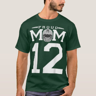 Custom Number 12 Proud Football Mom Personalized F T-Shirt