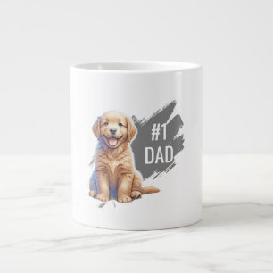 Custom Number 1 Dad Puppy Dog Large Coffee Mug