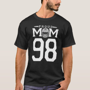 Custom Number 98 Proud Football Mom Personalized F T-Shirt