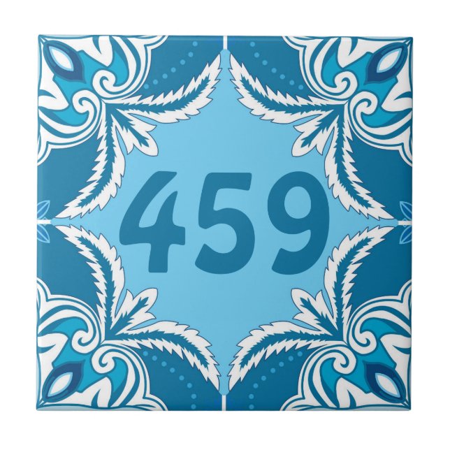 Custom number Blue and white Porto Azulejos, Tile (Front)