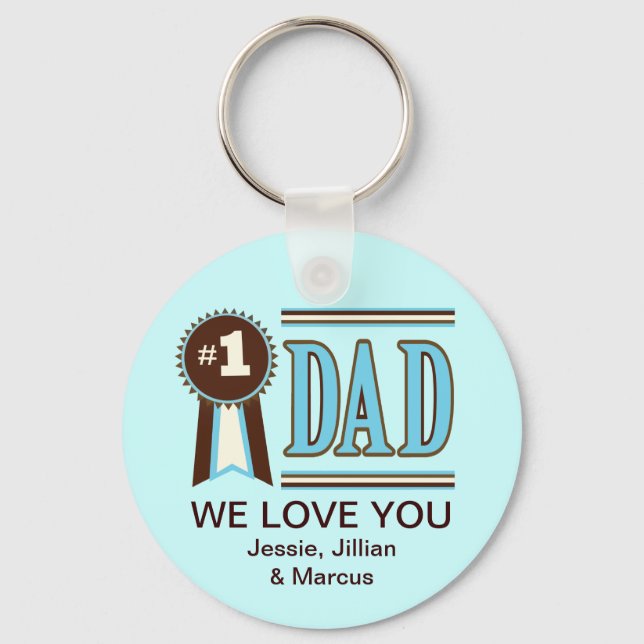 Custom Number One Dad's Father's Day Keychain (Front)