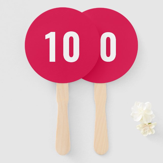 Custom Number | Red Pink Event Game Score Hand Fan (Front and Back)
