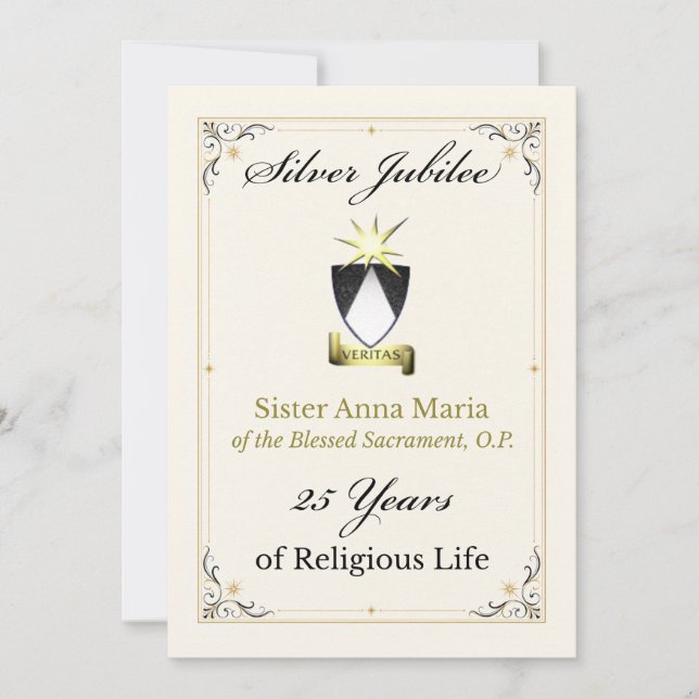 Custom Nun Silver Jubilee Invitation (Front)