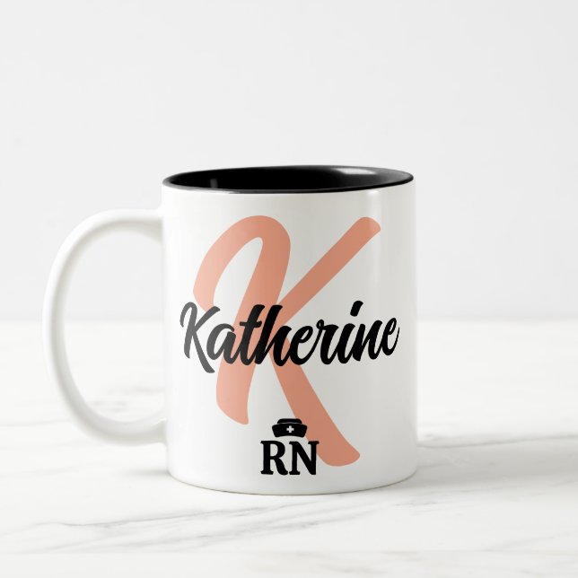 Custom Nurse Buttons & Pins | Personalized Nursing Two-Tone Coffee Mug (Left)