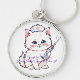 Custom Nurse Cat Skilled Enough Keychain