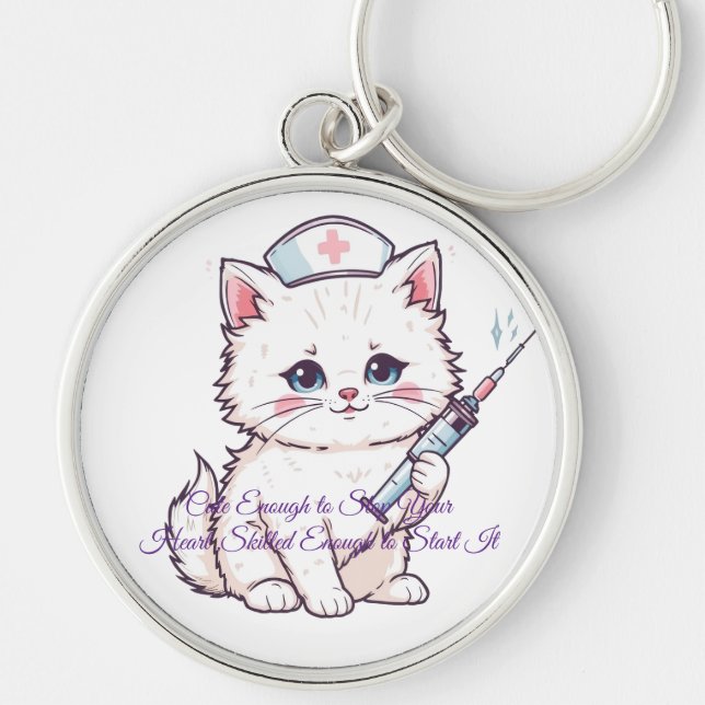 Custom Nurse Cat Skilled Enough Keychain (Front)